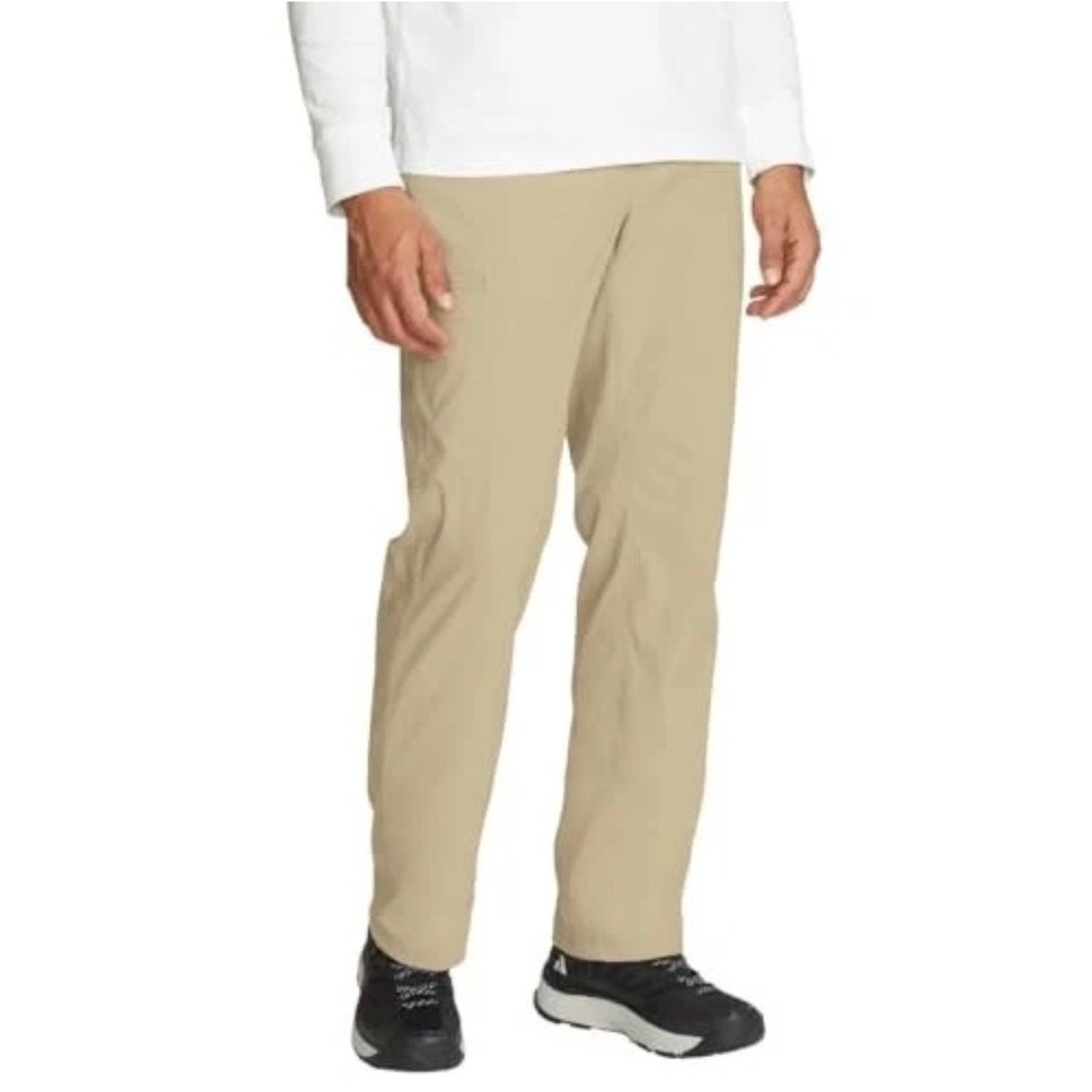 Eddie Bauer Rainier Tech Pants Mens 36x34 Tan Stretch Hiking Outdoor Gorpcore